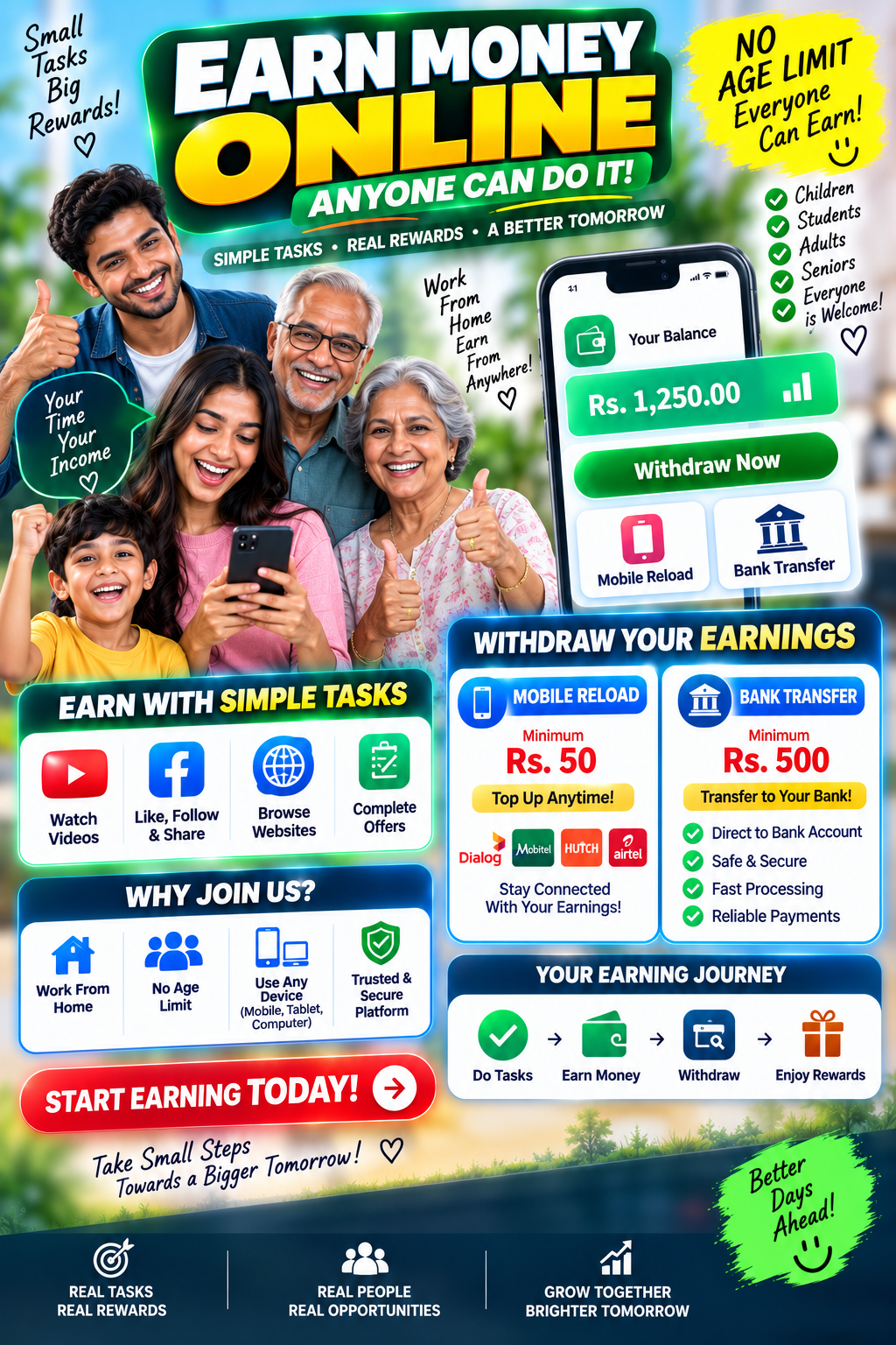 💰 ඔබ උපයන මුදල් පහසුවෙන් ලබාගන්න!