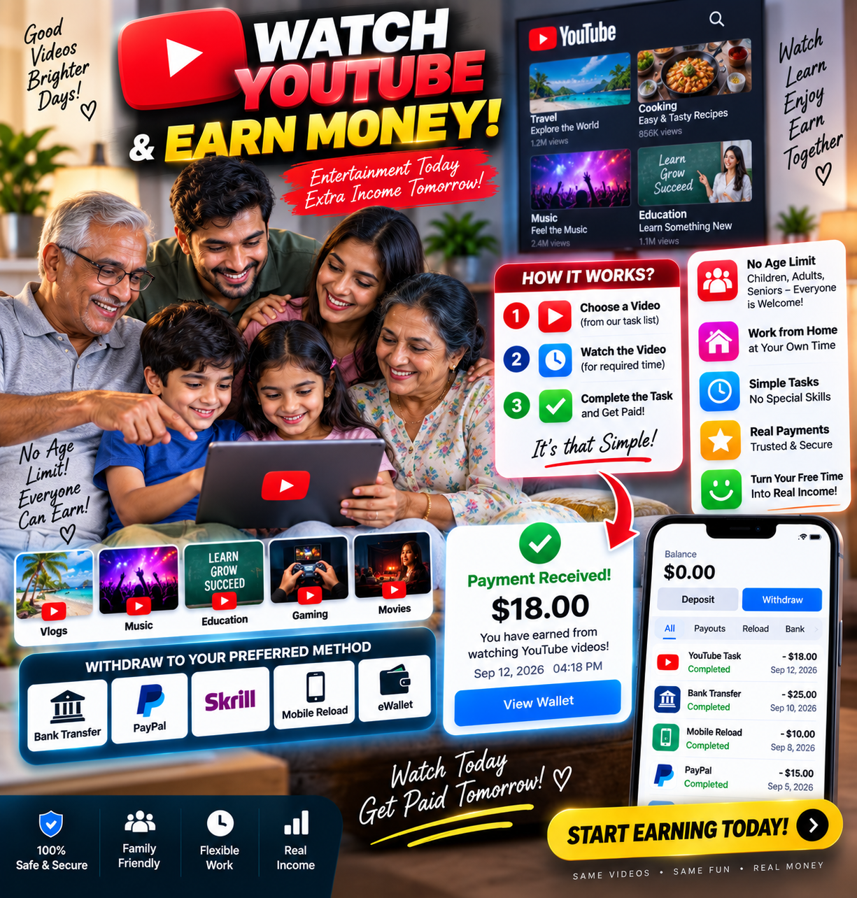 ▶️ YouTube Videos බලලා අදම අමතර ආදායමක් උපයන්න!