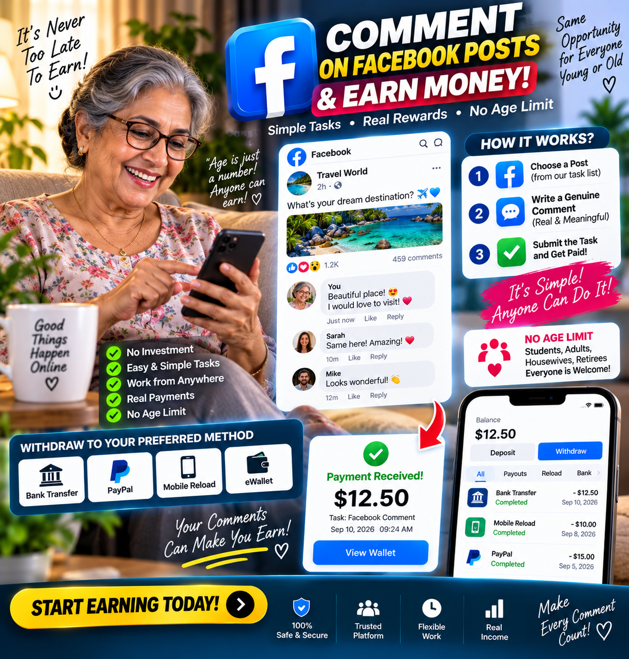 💬 Facebook Post එකකට Comment කරලා අදම අමතර ආදායමක් උපයන්න!