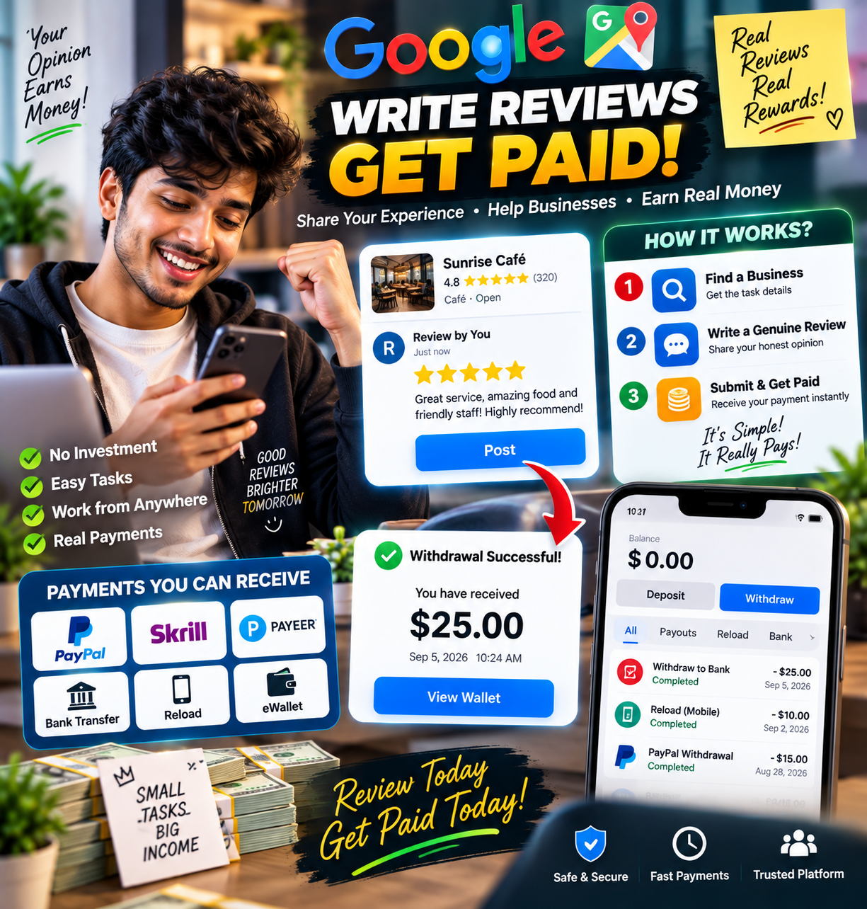 ⭐ Google Review එකක් ලියා අදම අමතර ආදායමක් උපයන්න!